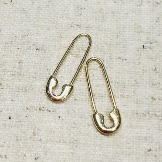 14k Gold Safety Pin Earrings