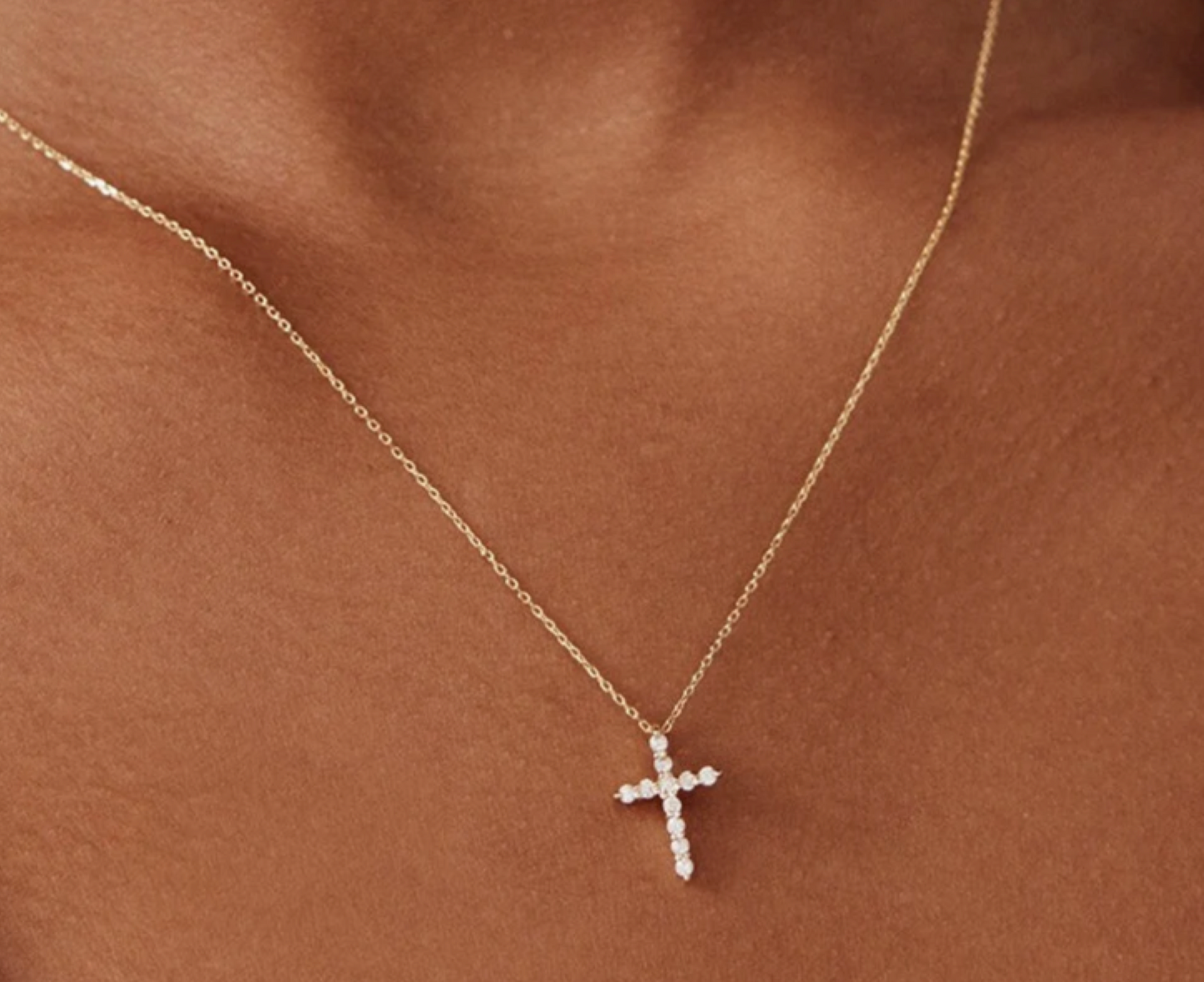 14k Gold Diamond Cross Necklace