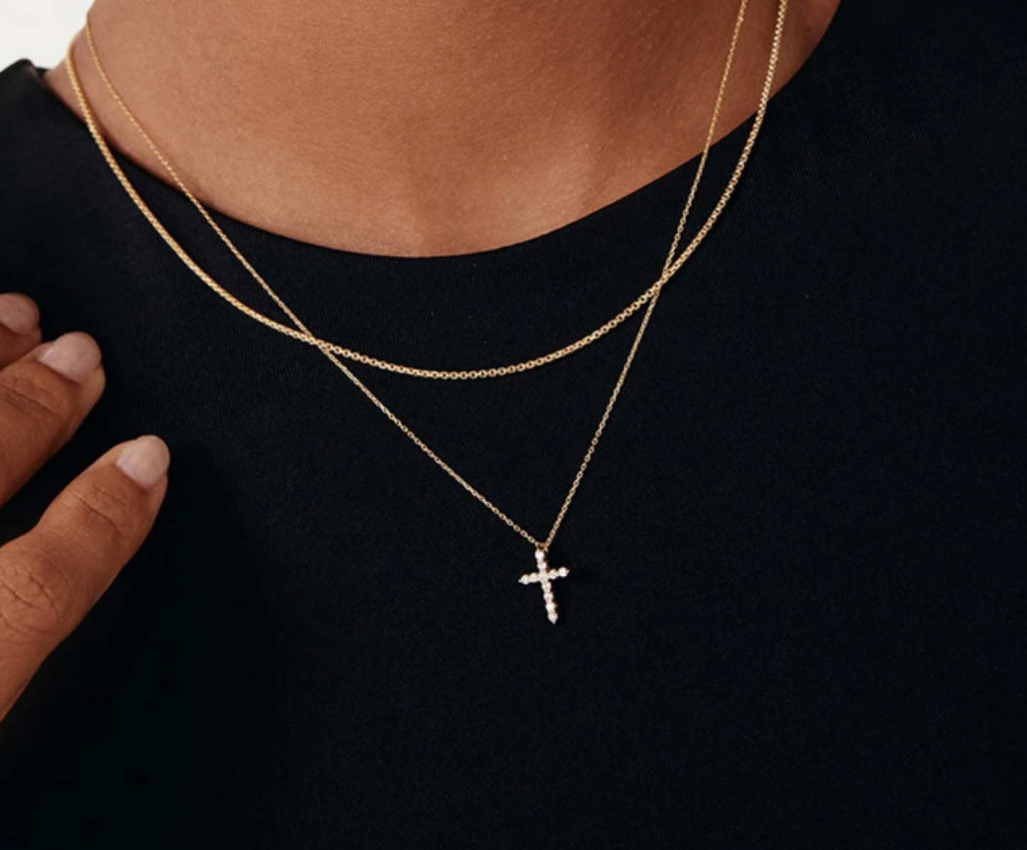 14k Gold Diamond Cross Necklace