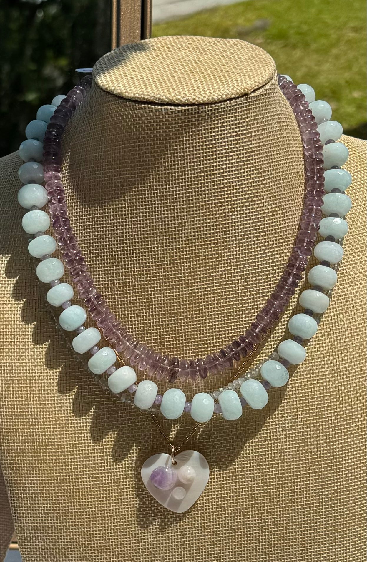 Aquamarine & Amethyst Statement Necklace