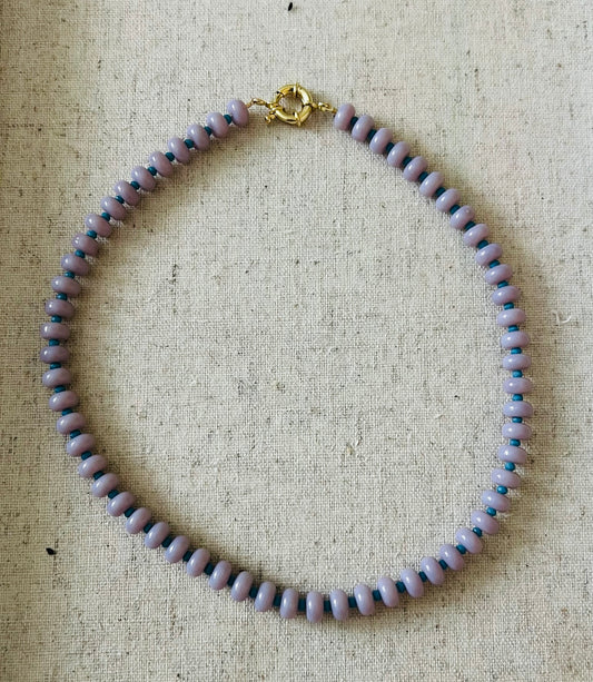 Dusty Purple/ Blue beaded Necklace