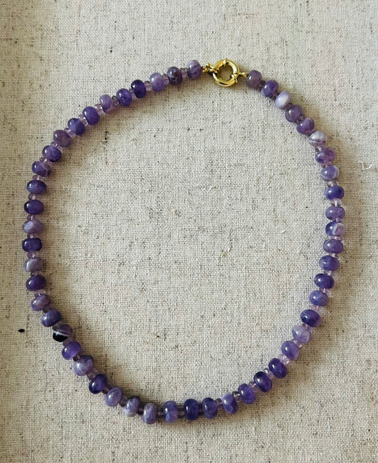 Double The Amethyst Beaded Necklace