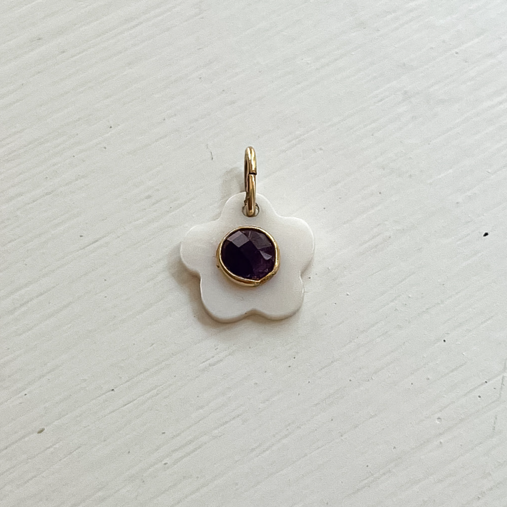 Garnet Daisy Charm