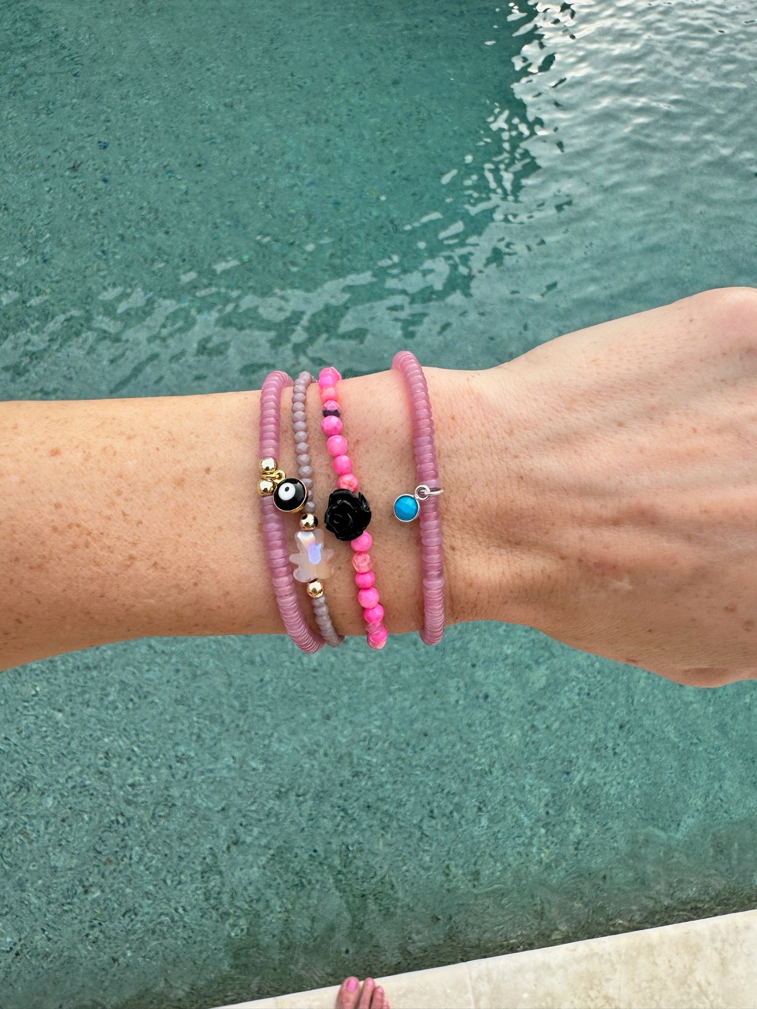 Hot Pink Opal Rosebud Bracelet (pick your rosebud)