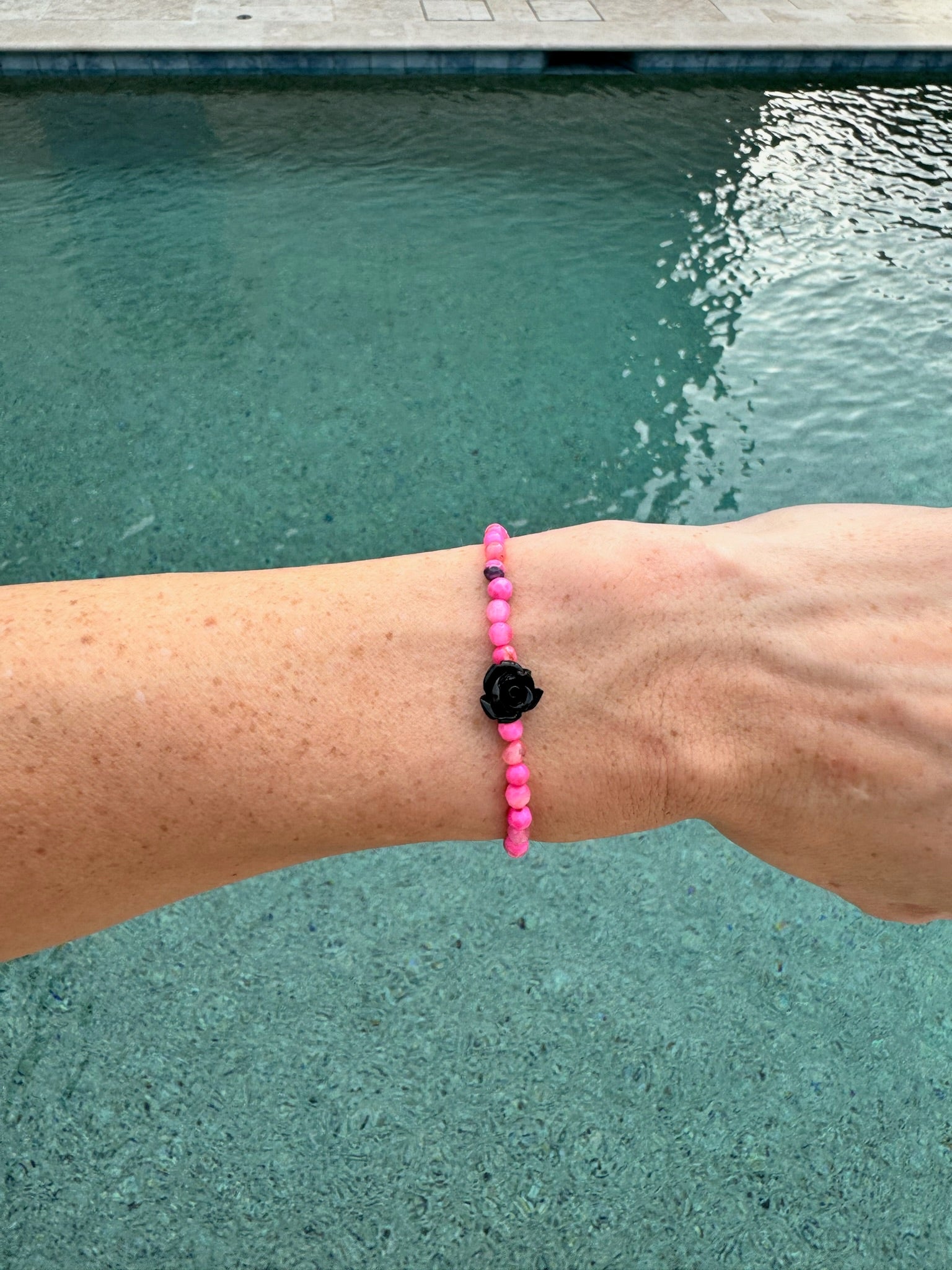 Hot Pink Opal Rosebud Bracelet (pick your rosebud)