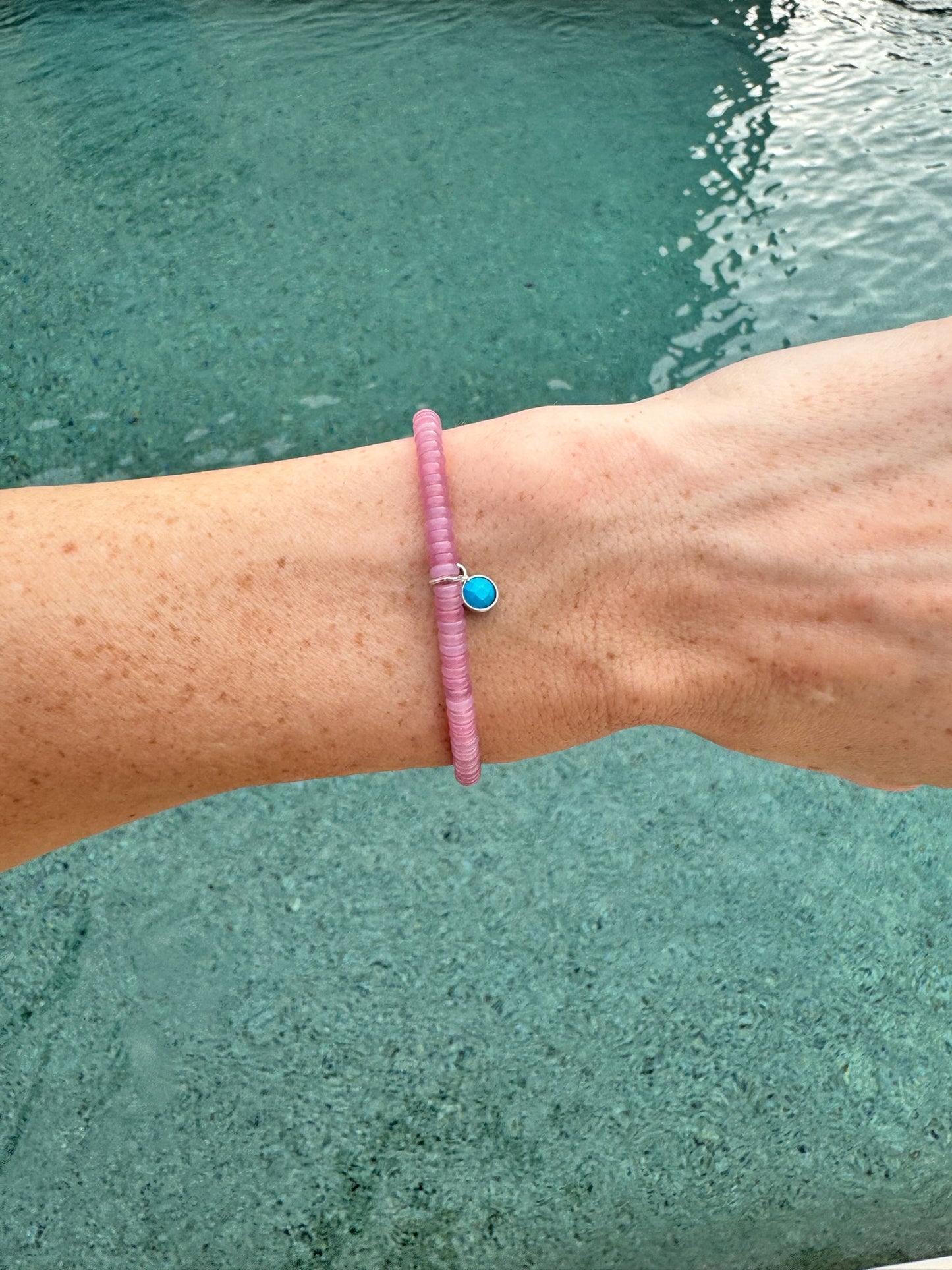 Dainty Light Pink & Turquoise Bracelet