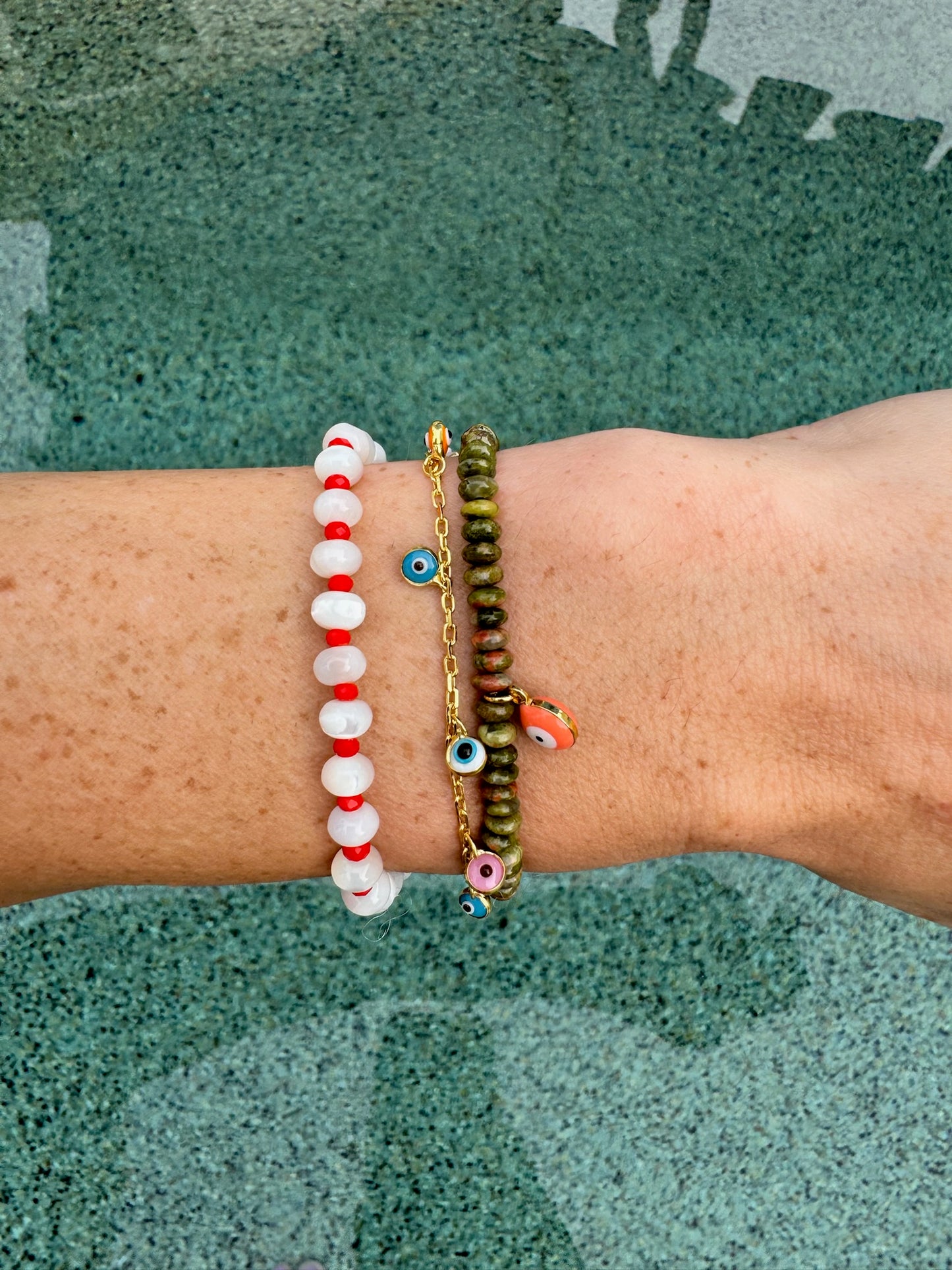 Green Unakite Beaded Bracelet