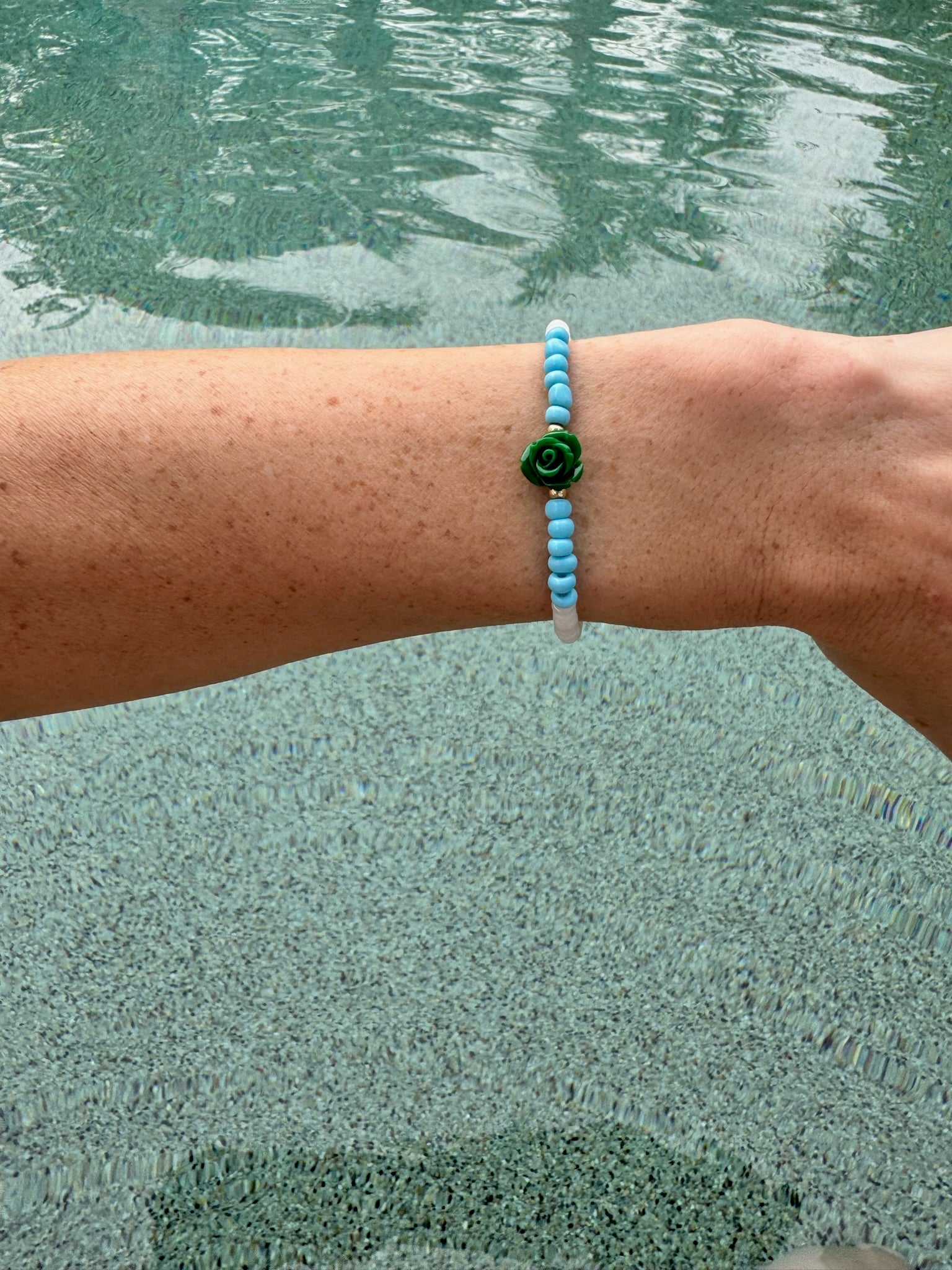 Turquoise Rosebud Bracelet (pick your rosebud)