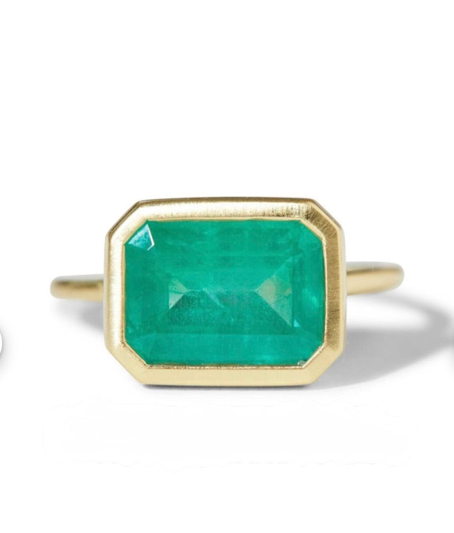 14k Gold East-West Emerald Ring - 2.5 carat
