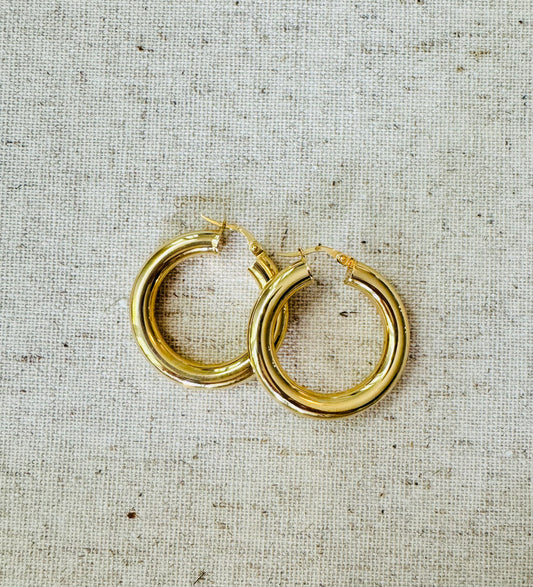 14k Puffed Hoop Earrings