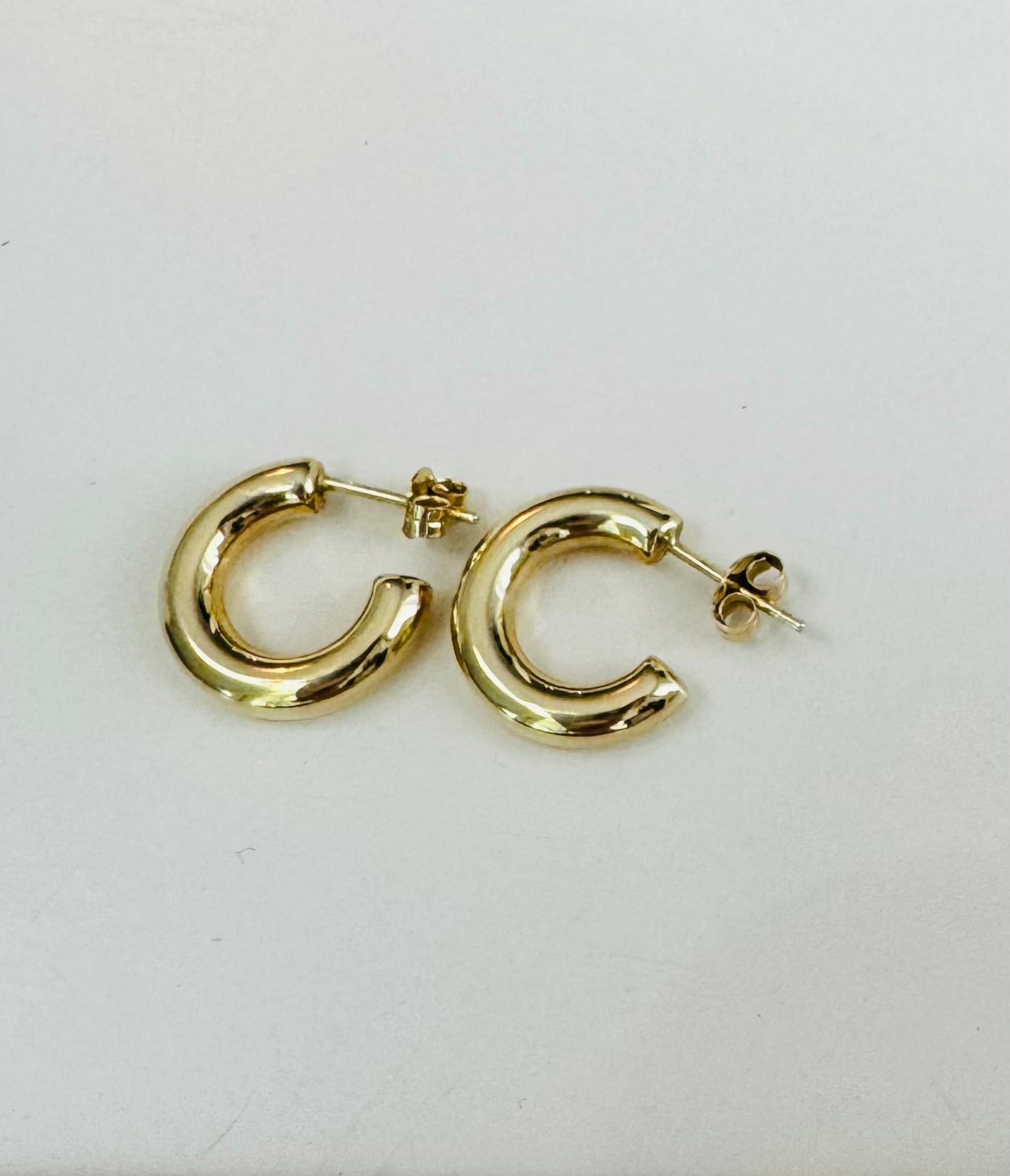 14k Gold Small Puffed Hoops