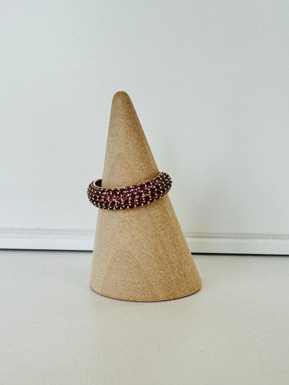 Pink Sapphire Puffed Pave Ring