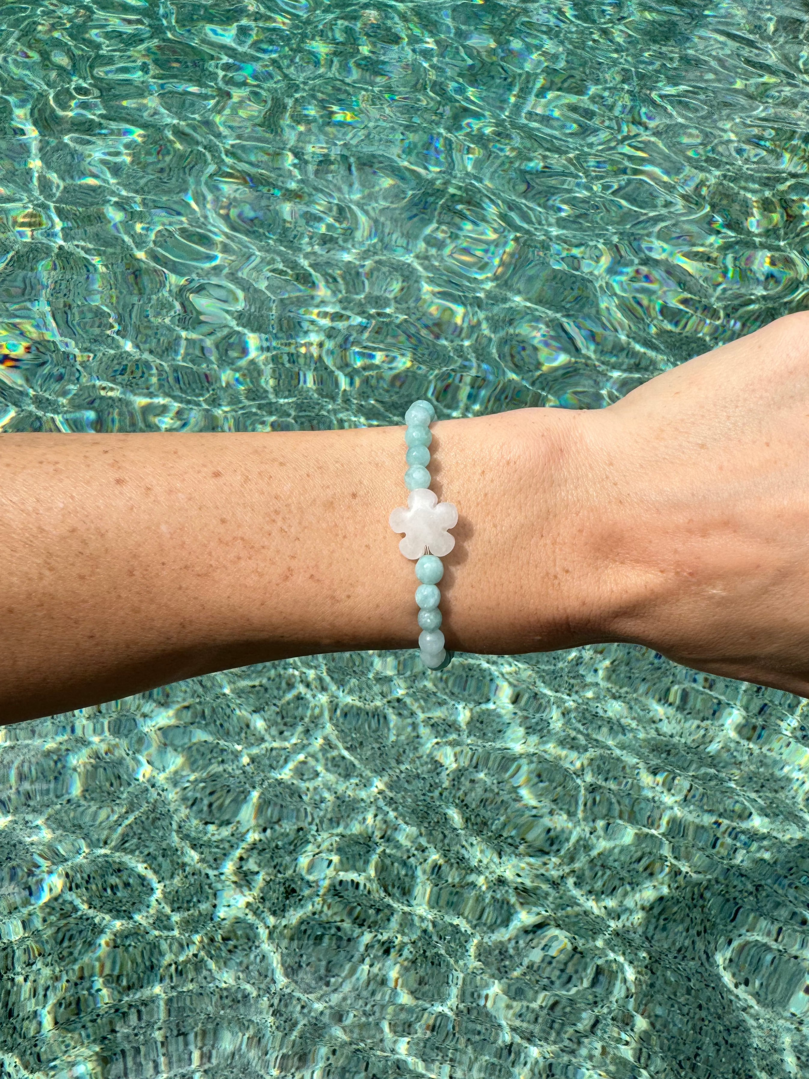 Quartz Daisy Bracelet Larimar (pick your daisy)
