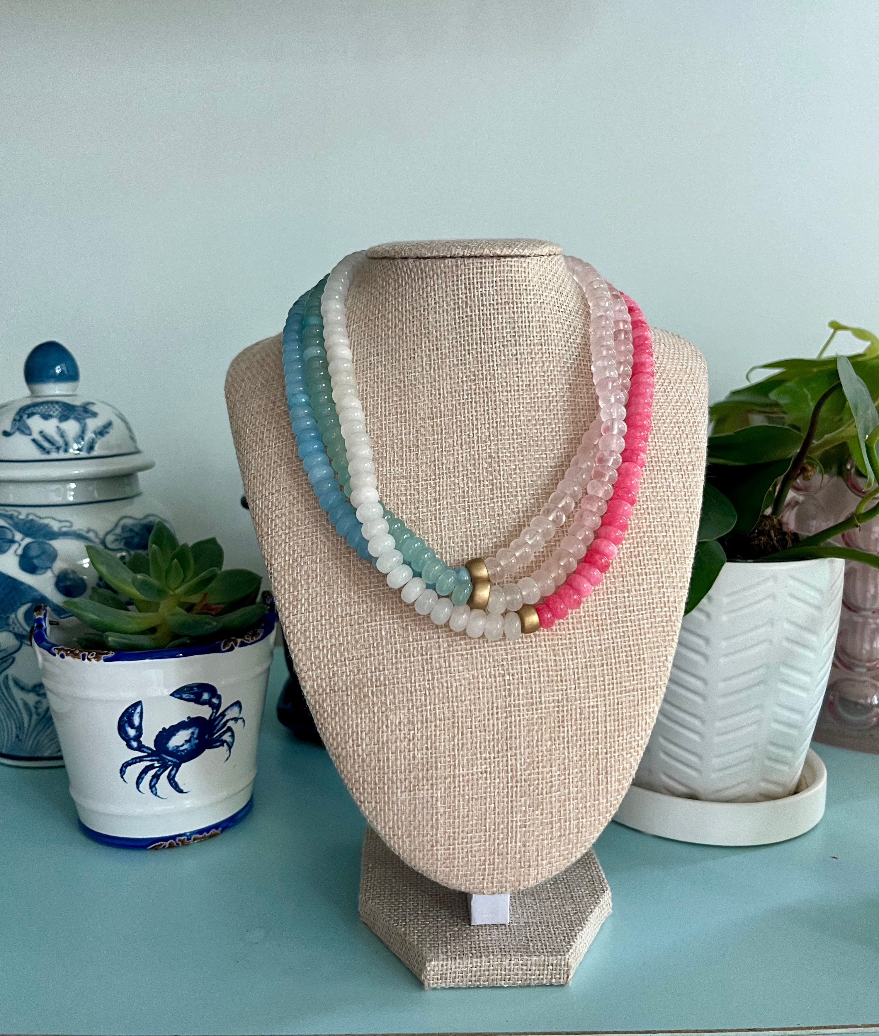 Custom Gold Plated 2 Tone Quartz Necklace (pick your stones)