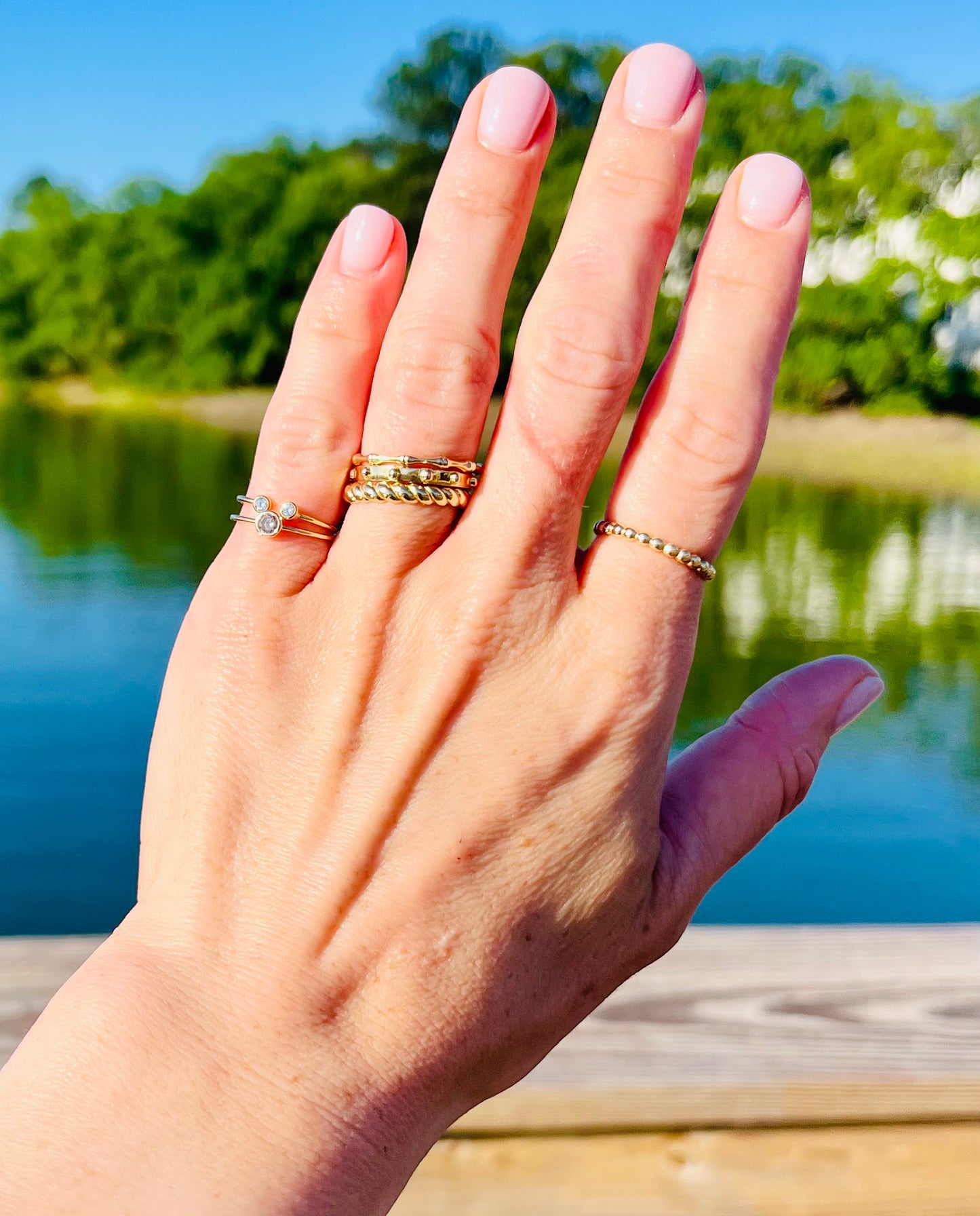 14k Gold White Topaz Cuff Ring