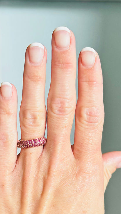 Pink Sapphire Puffed Pave Ring