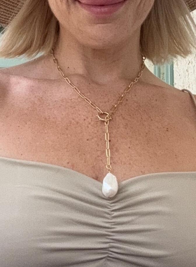 The Kaitlyn Baroque Pearl Lariat Necklace