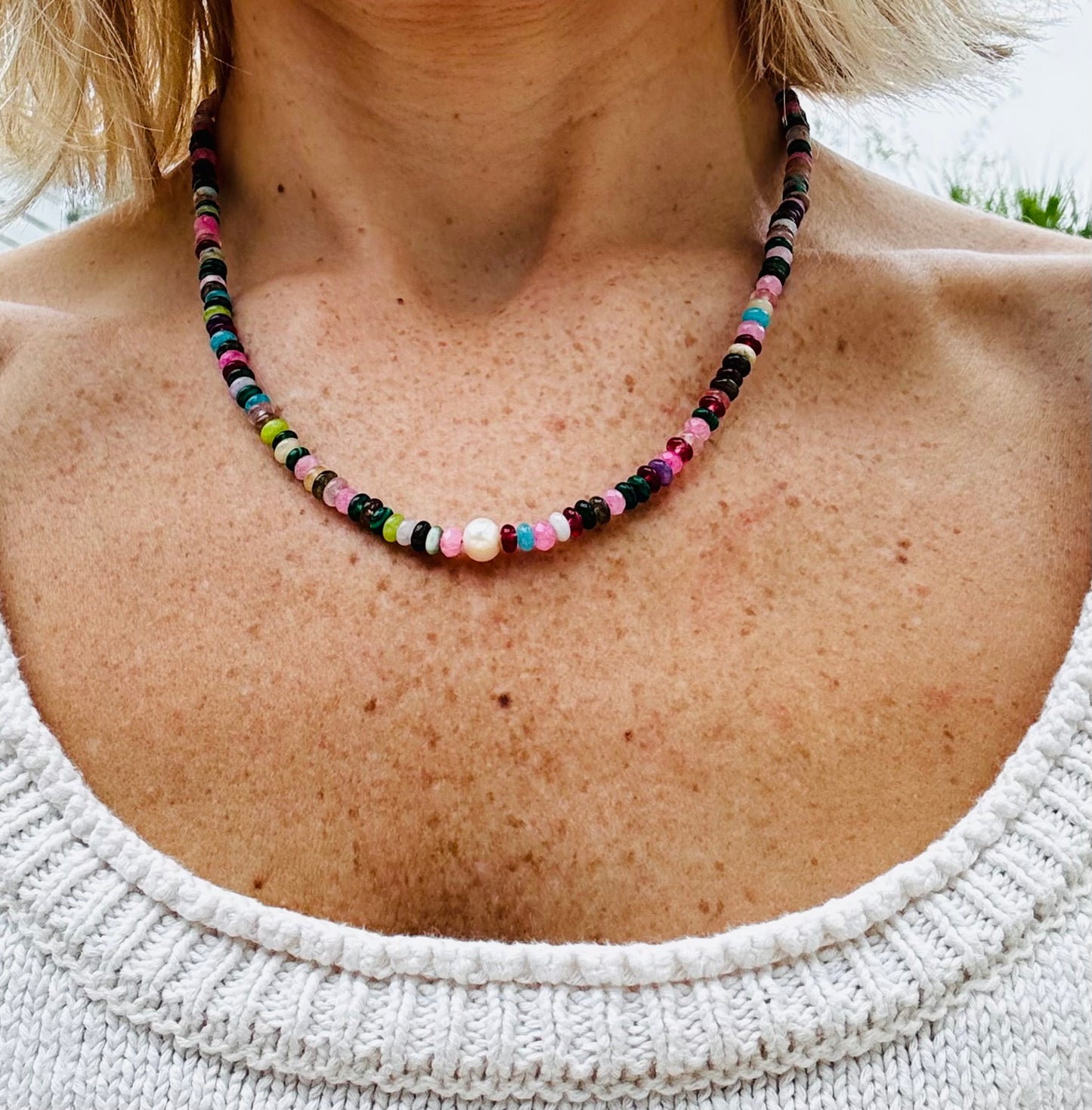 Multi Gemstone & Freshwater Pearl Necklace