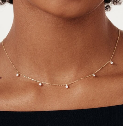 14k Gold Birthstone Drop Necklace