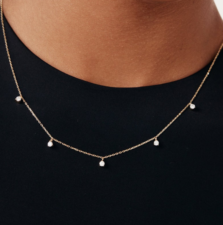 14k Gold Birthstone Drop Necklace