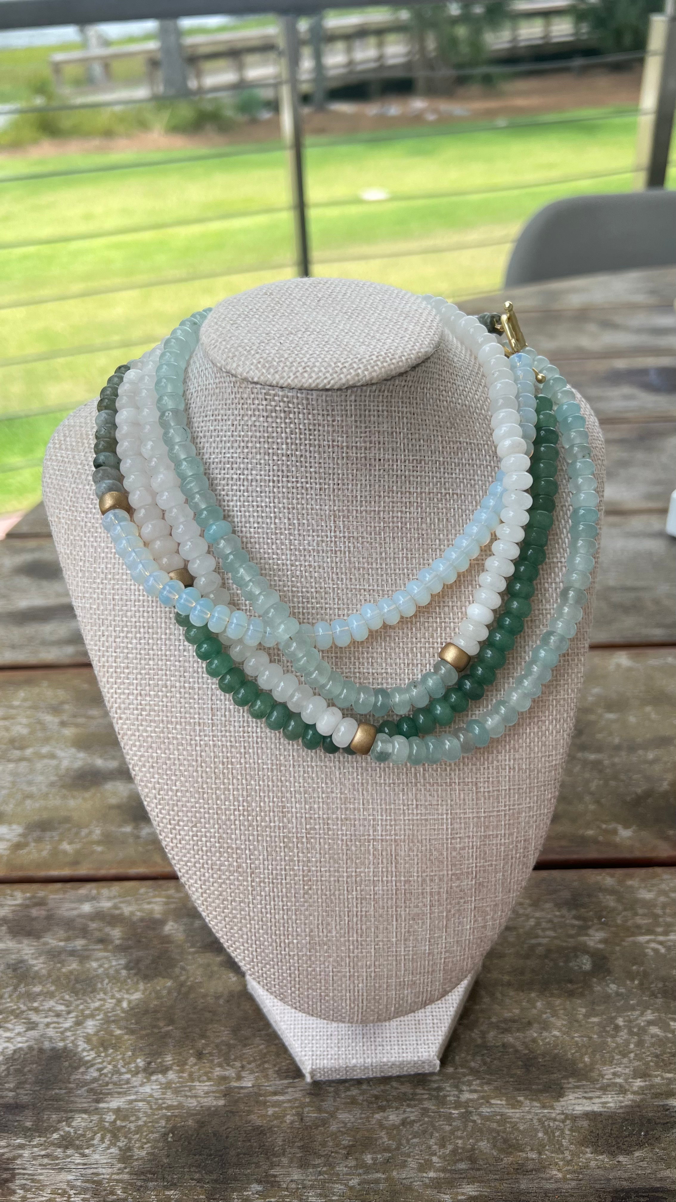 Custom Gold Plated 2 Tone Quartz Necklace (pick your stones)