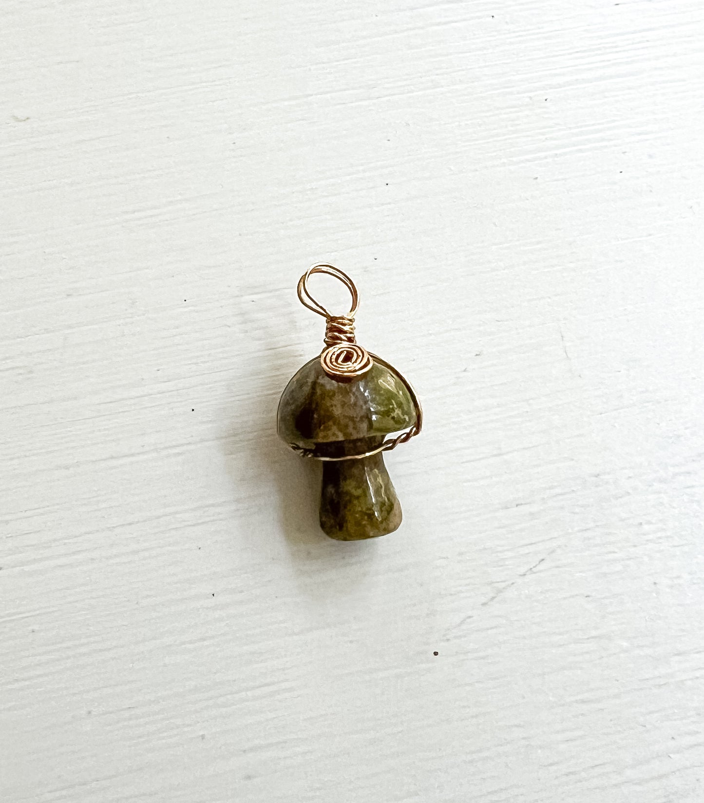 Green Unakite Mushroom Charm