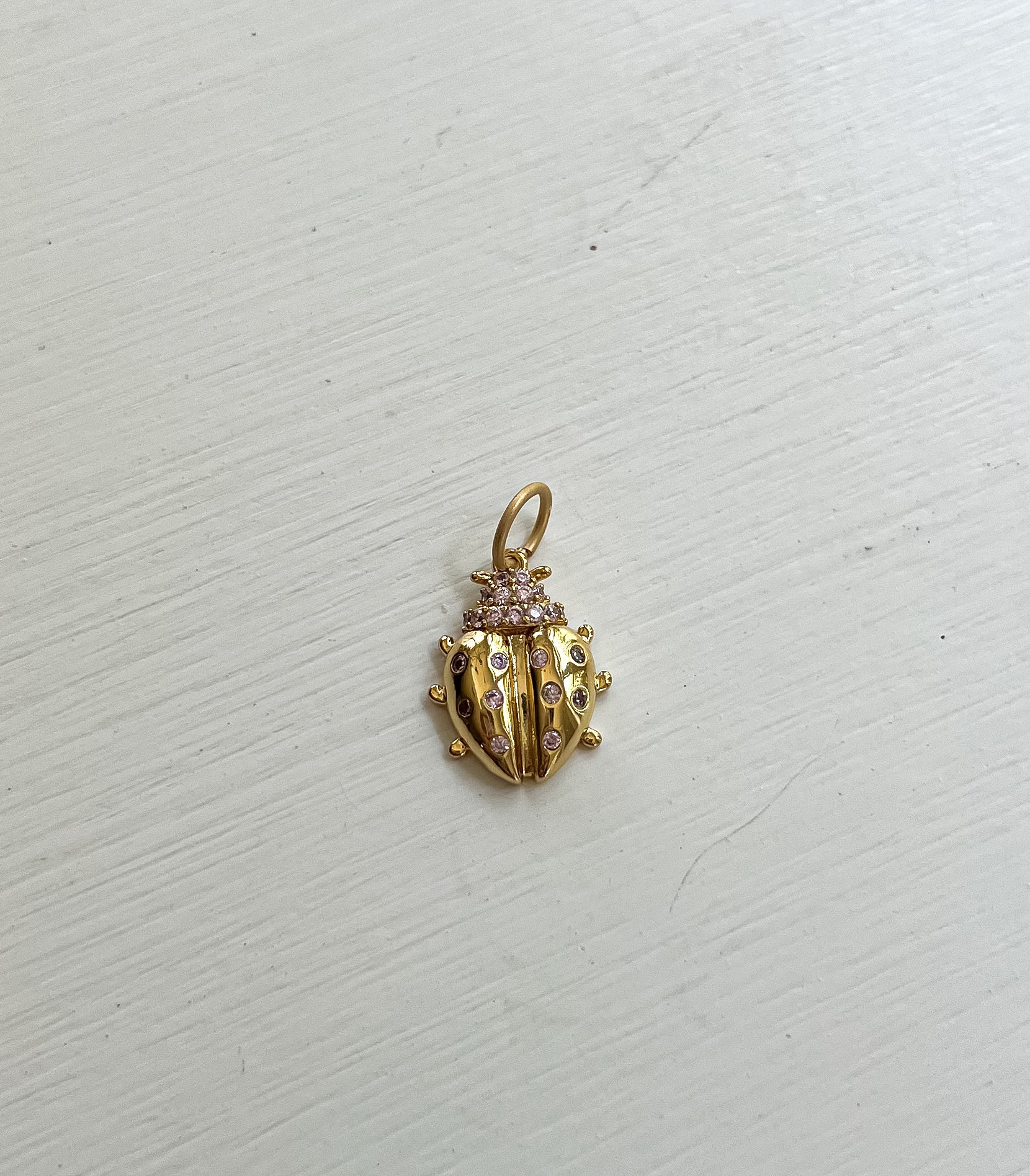 Pink Topaz Ladybug Charm