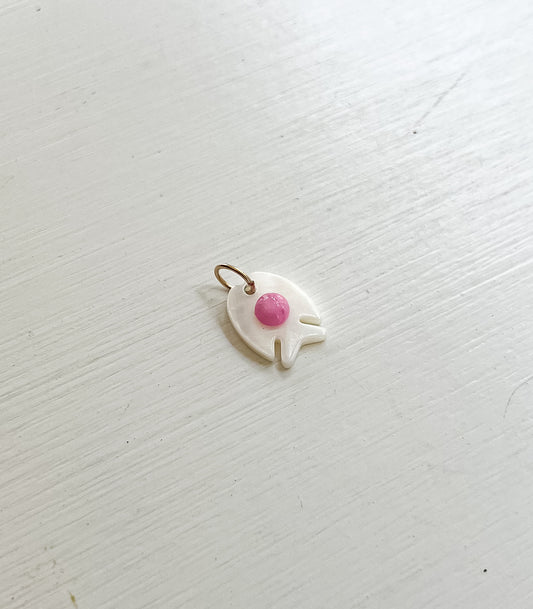 Mother of Pearl, Pink Jadeite Fishy Charm