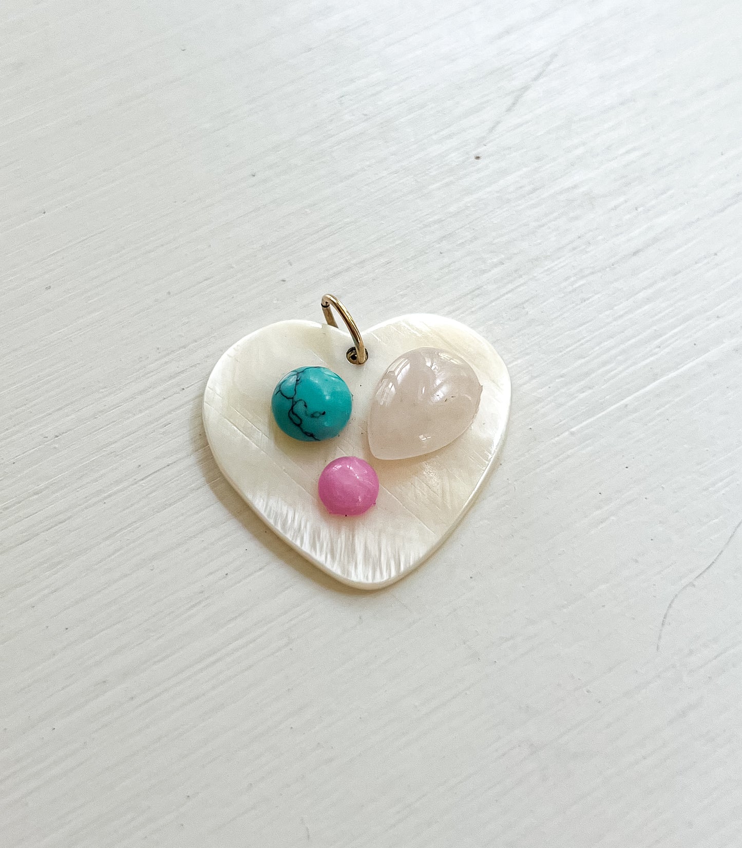 Mother of Pearl, Turquoise, Pink, Quartz Heart