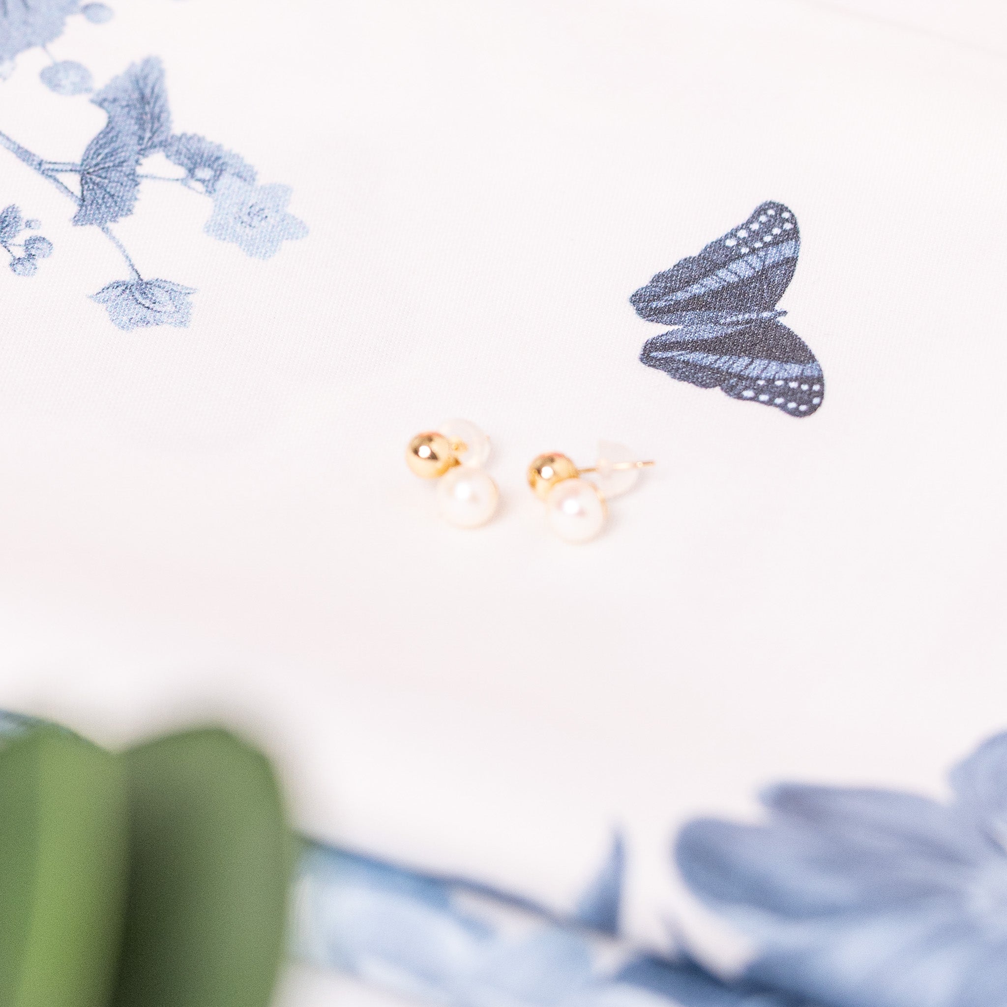 14k Gold Double Drop Pearl Earrings