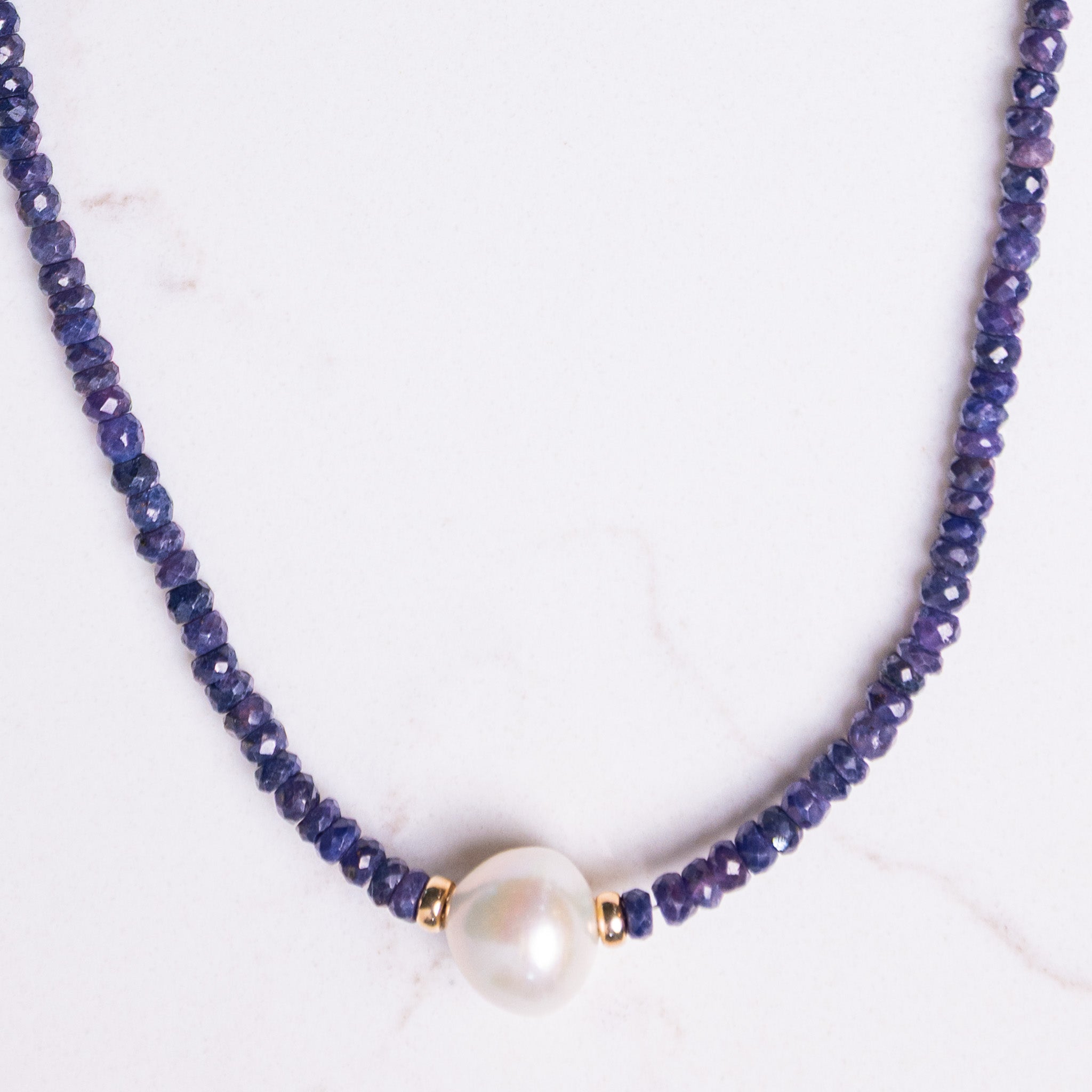 14k Gold Gemstone/ Freshwater Pearl Necklace