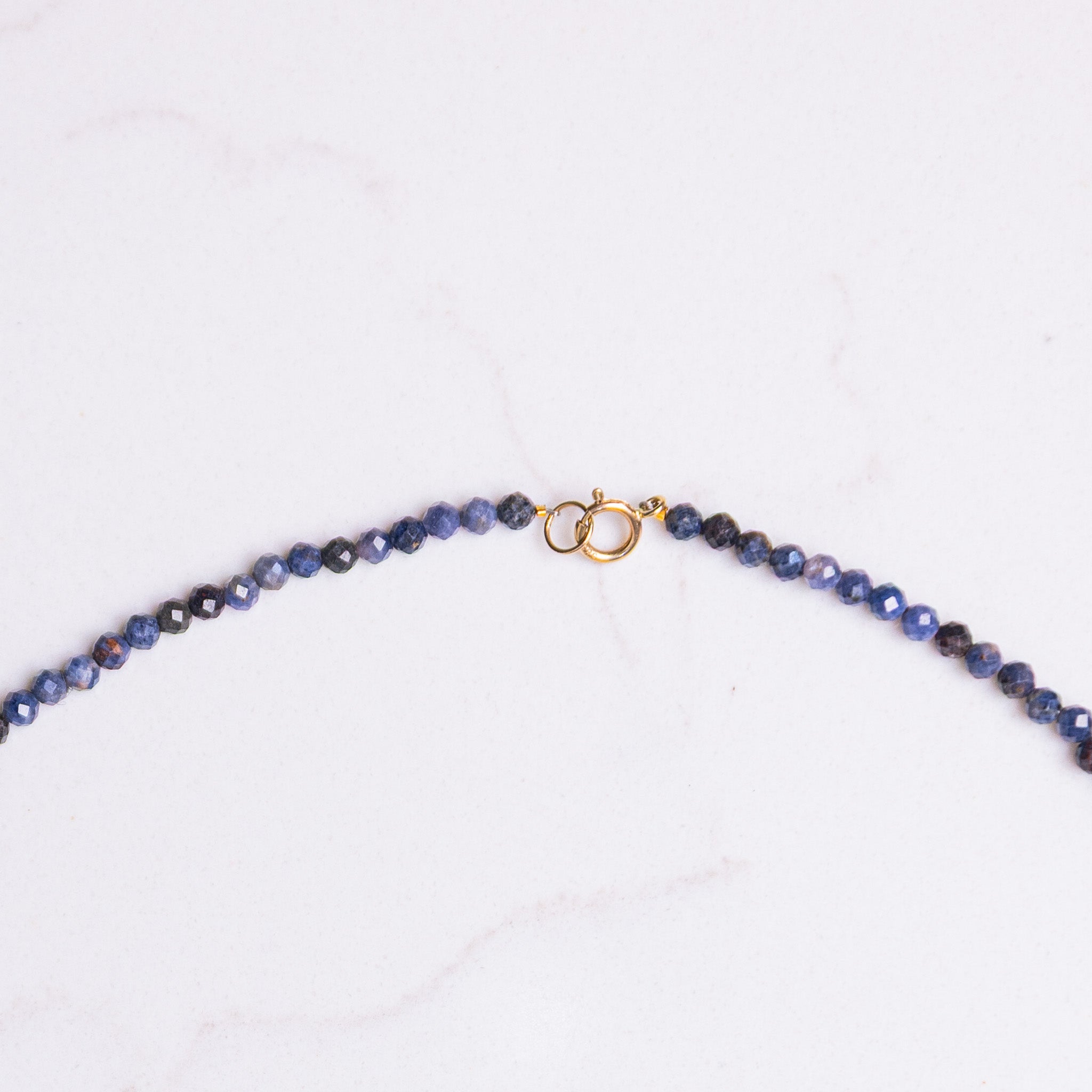 14k Gold Beaded Sapphire Necklace