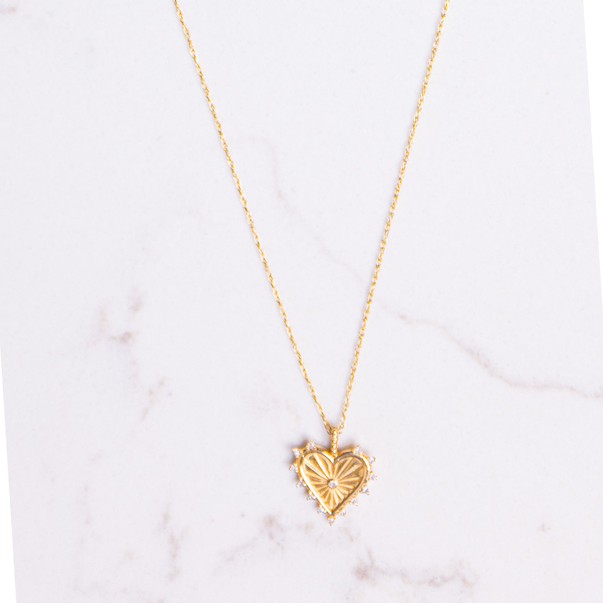14k Gold Radiant Diamond Heart