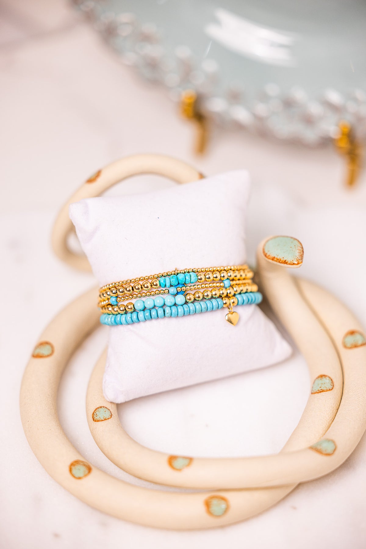 14k Gold Beaded Gemstone Bracelet