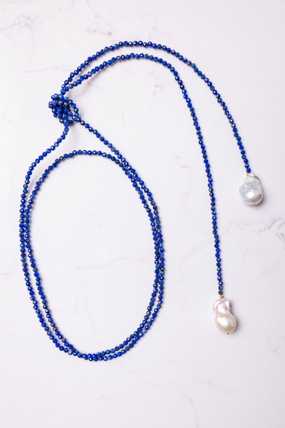 14k Gold Beaded Lariat Wrap Necklace