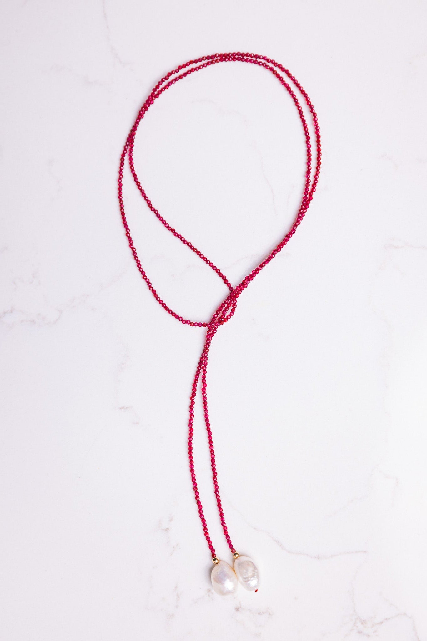 14k Gold Ruby Lariat Necklace