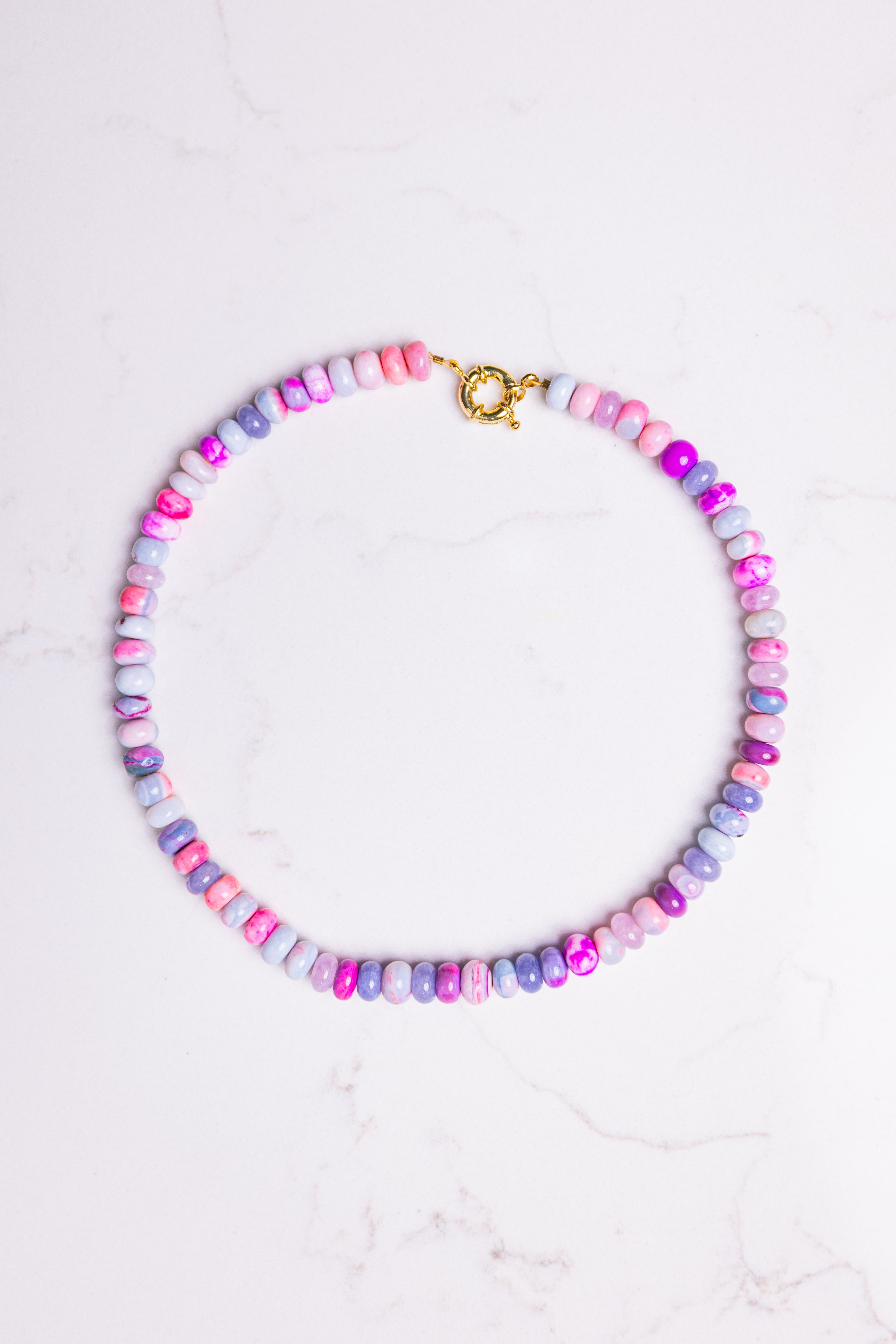 Custom Gold Plated Sailor Clasp Necklace (pick your stone)