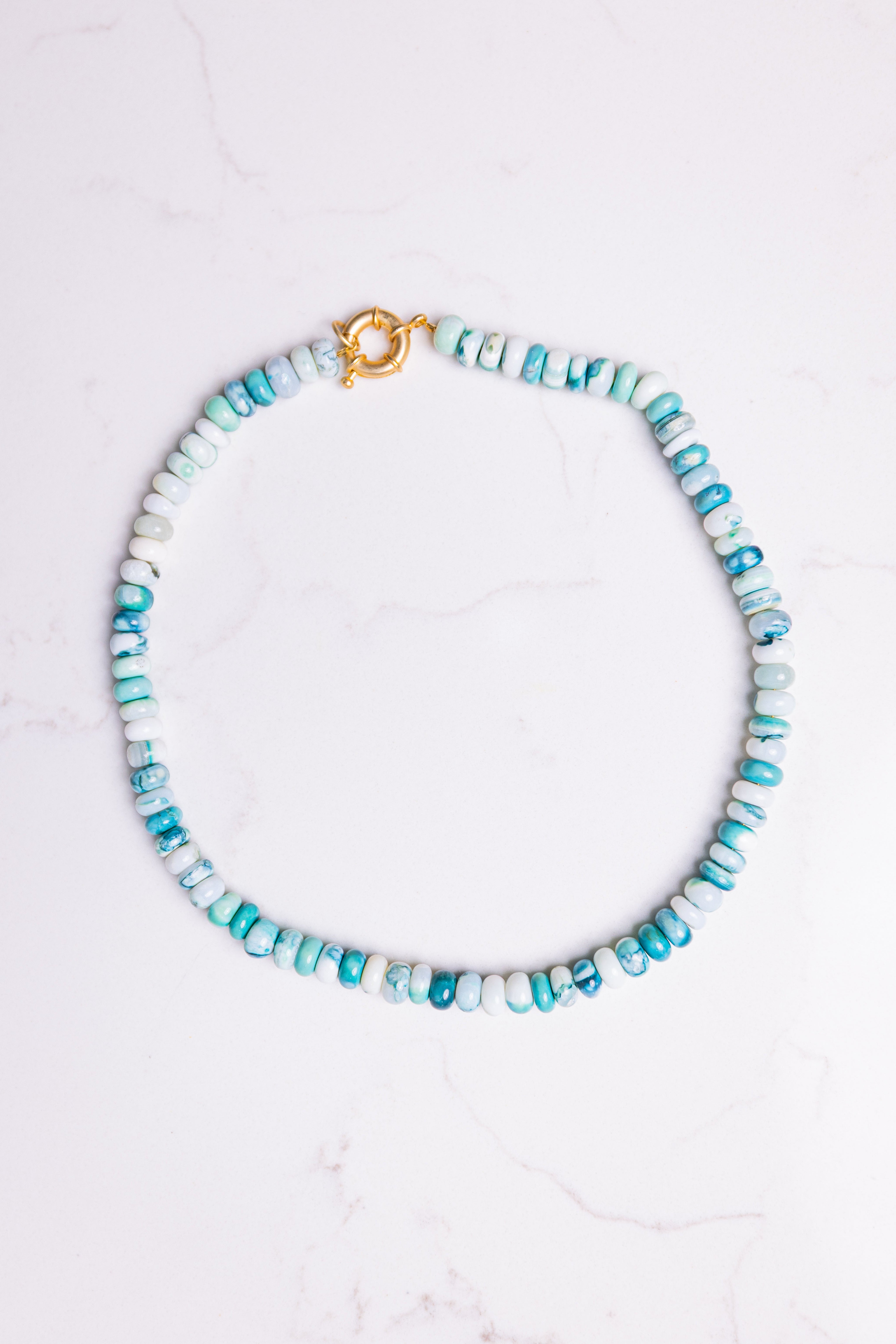 Custom Gold Plated Sailor Clasp Necklace (pick your stone)