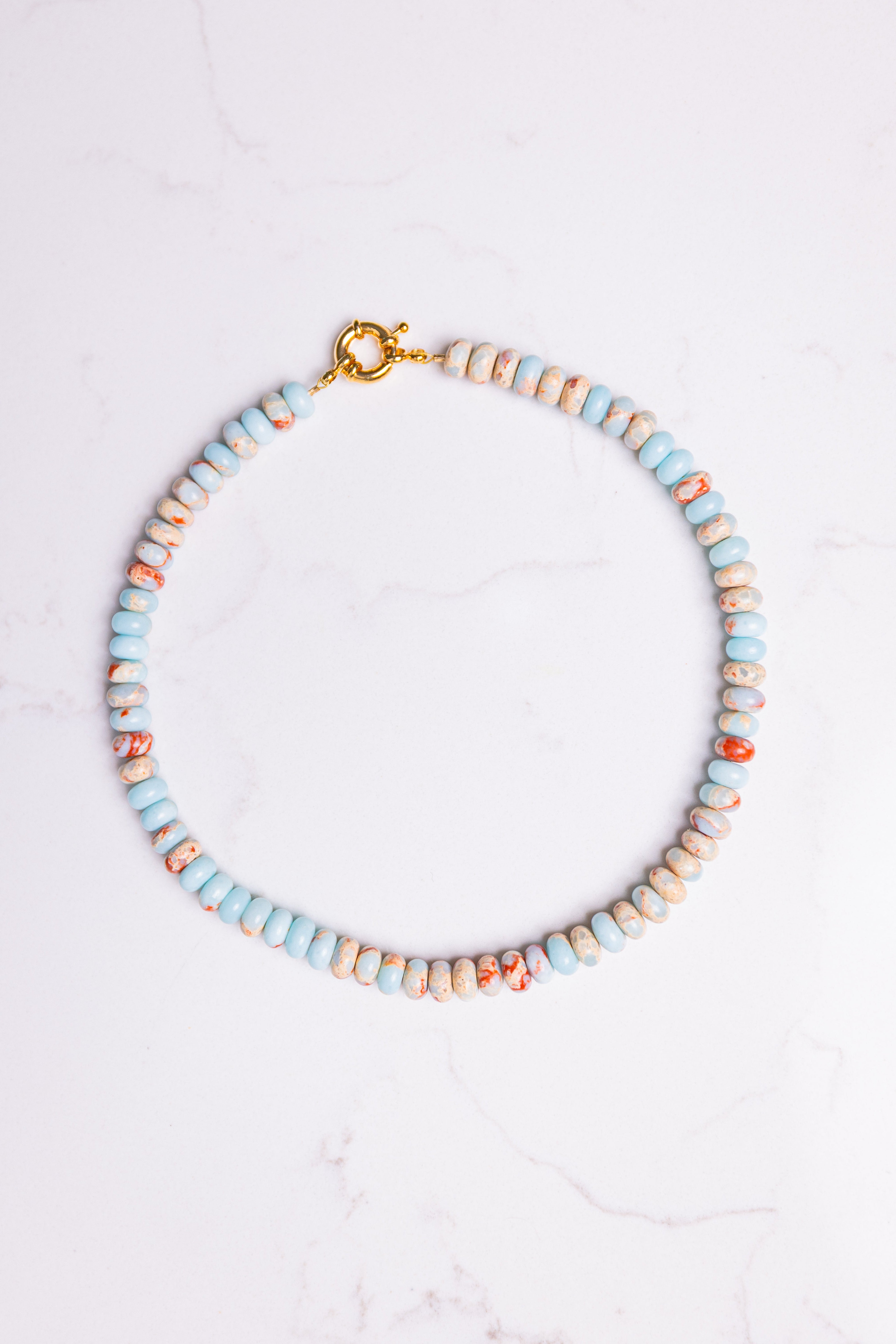 Custom Gold Plated Sailor Clasp Necklace (pick your stone)