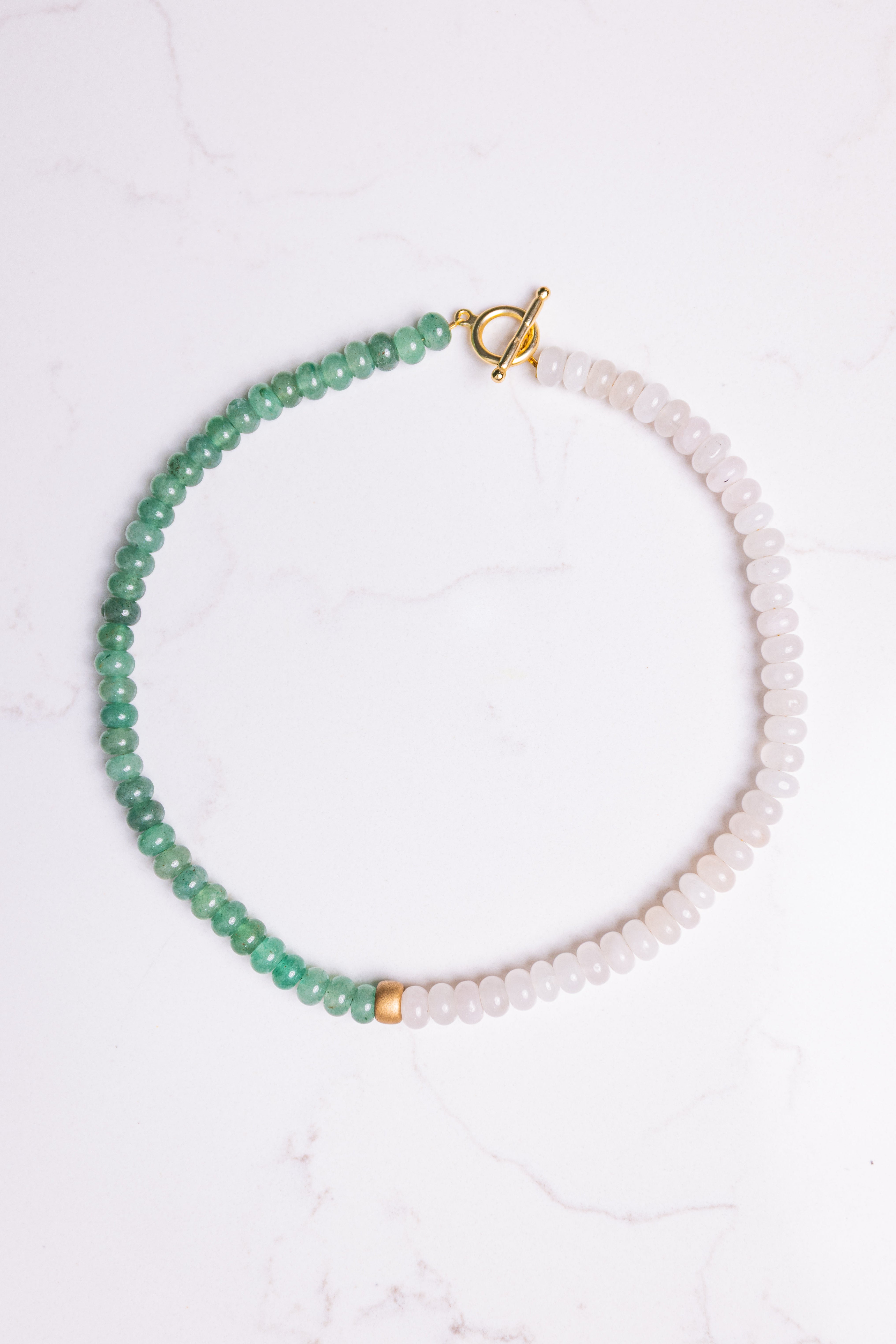 Custom Gold Plated 2 Tone Quartz Necklace (pick your stones)