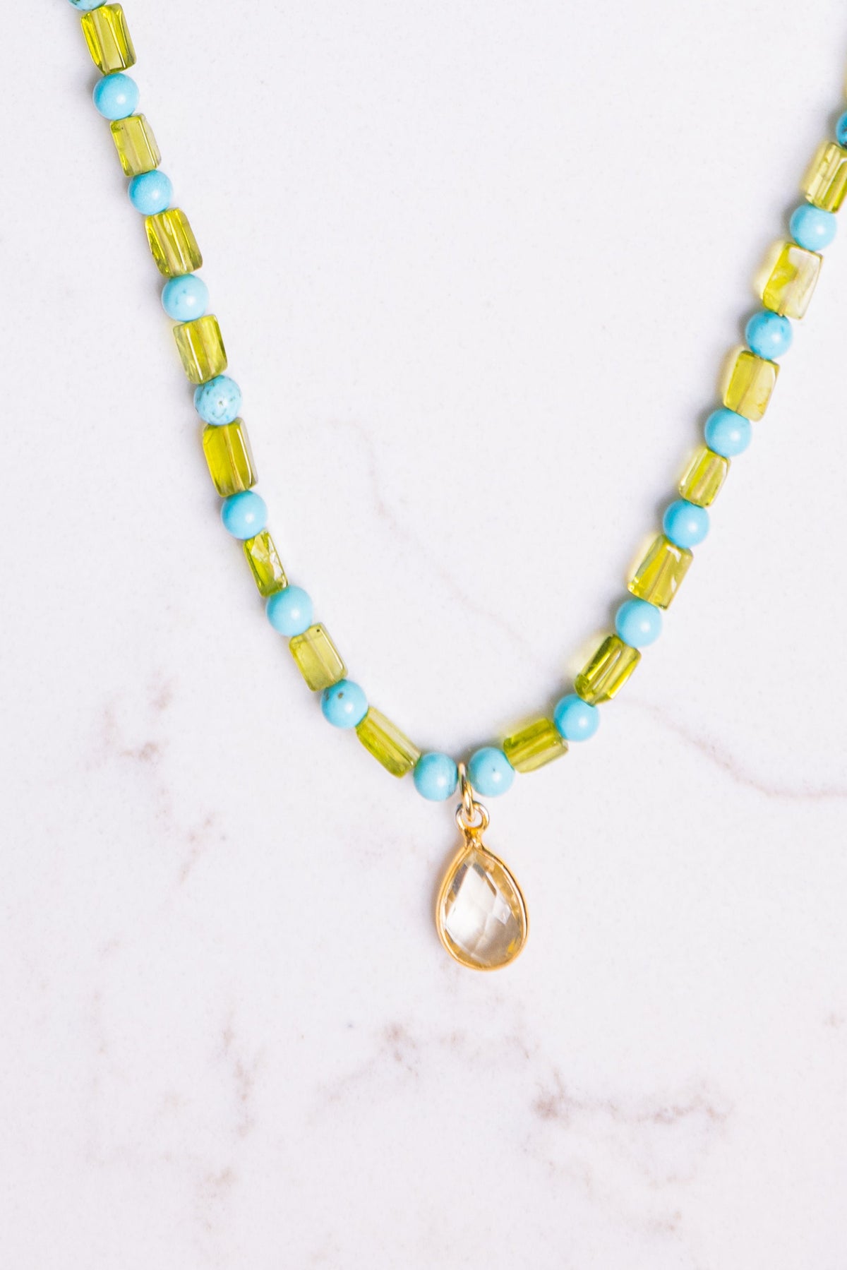 Peridot & Turquoise Teardrop Necklace