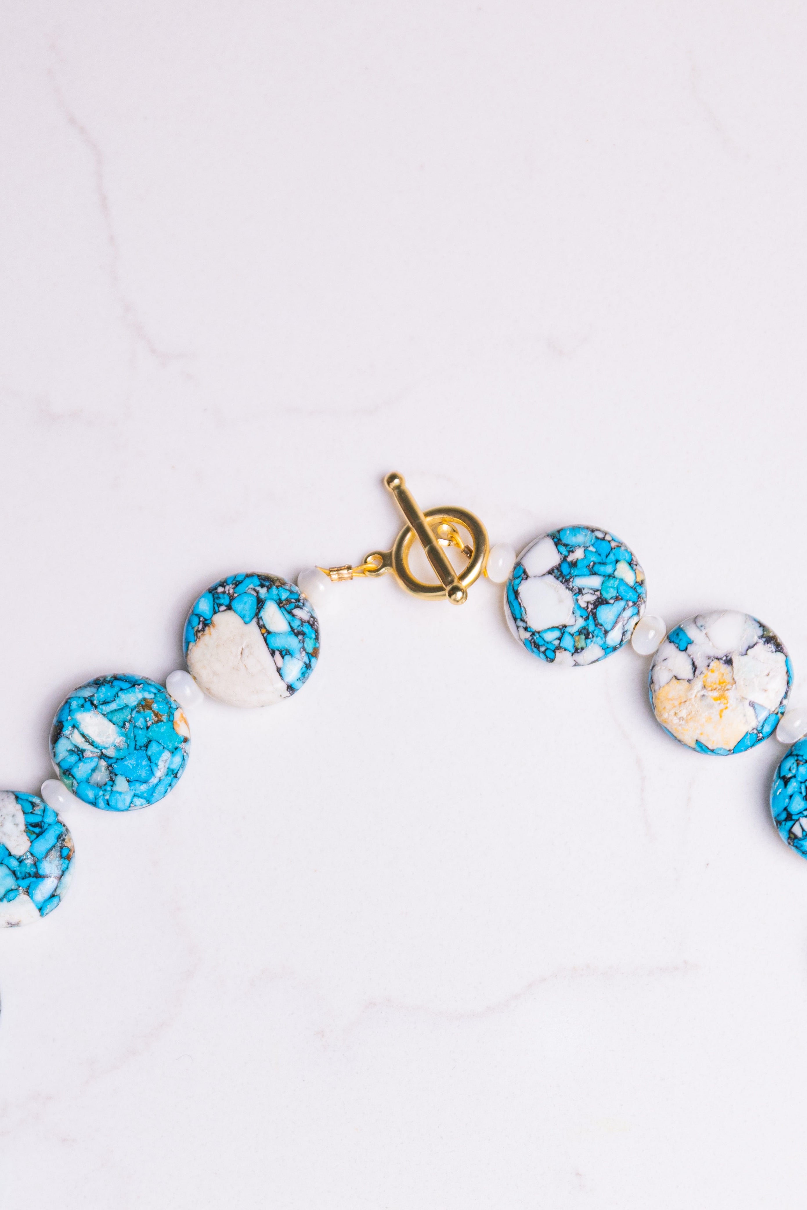 Gold Plated Turquoise Statement Necklace