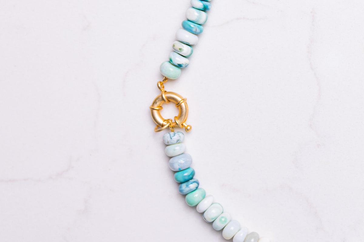 Custom Gold Plated Sailor Clasp Necklace (pick your stone)